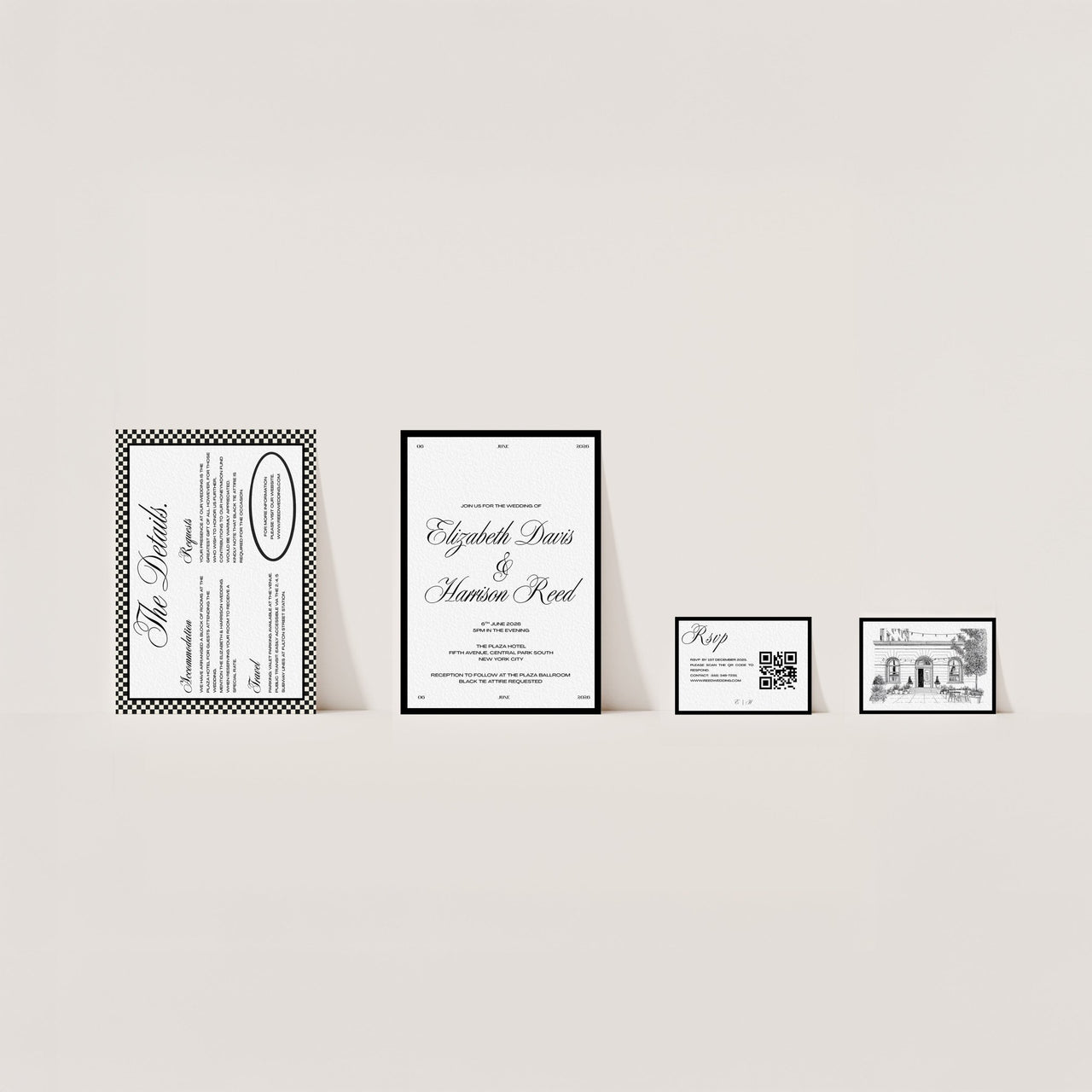 Editable black-and-white Canva wedding invitation template with refined layout – Fifth & Found digital download