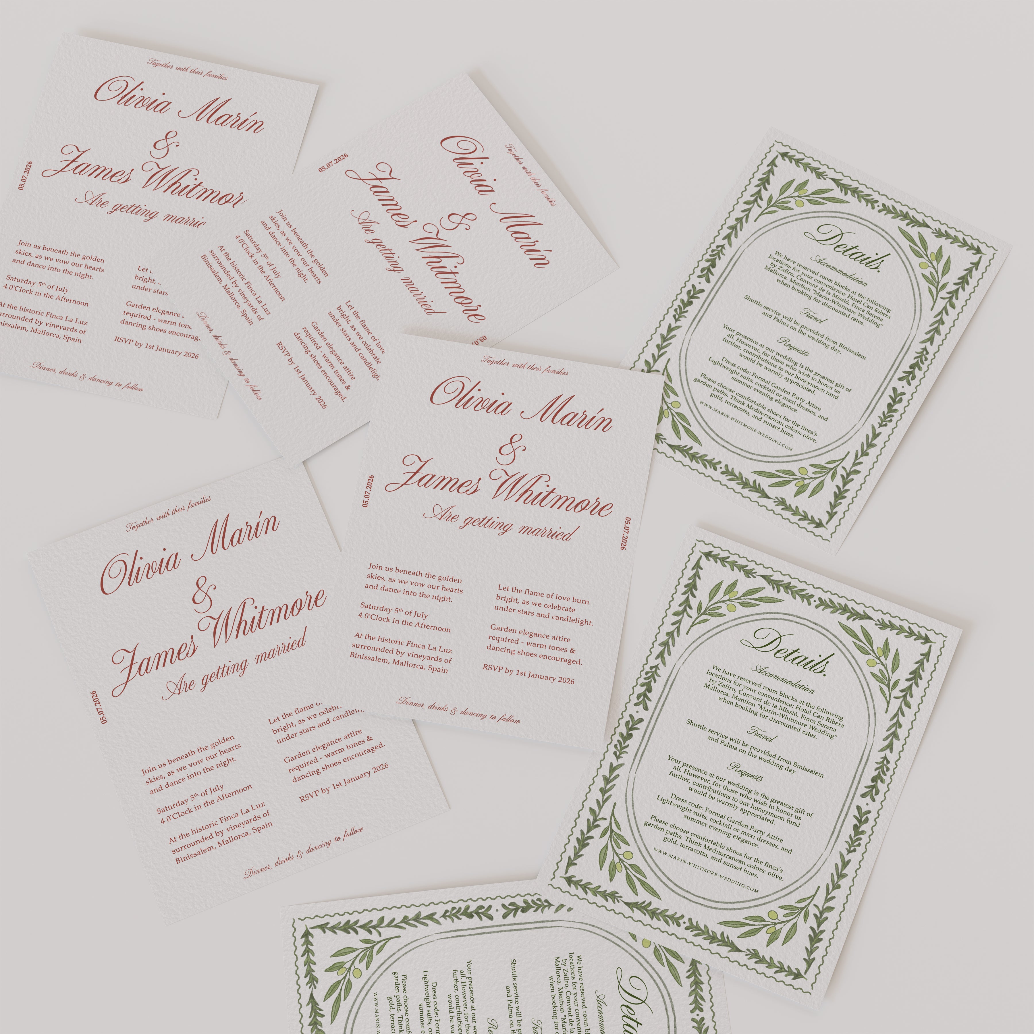 Close-up of luxury fine art paper texture with rich burgundy and olive tones – Finca & Flame wedding stationery suite