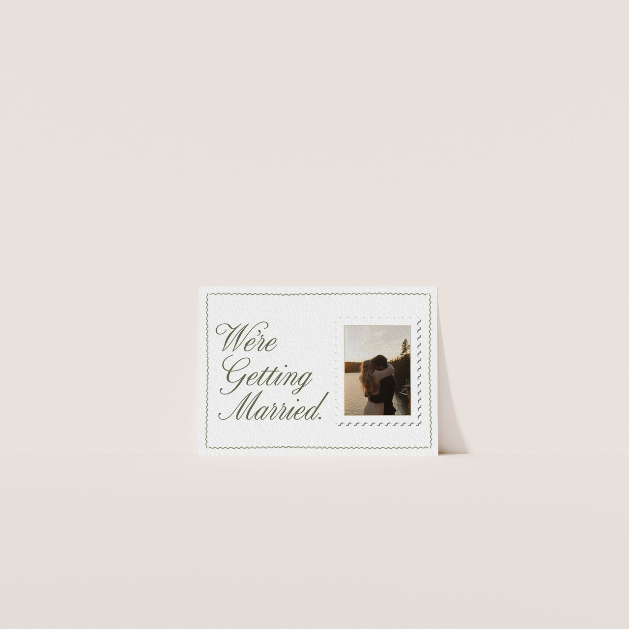 Burgundy and olive Save the Date card with minimalist serif typography – part of the Finca & Flame Canva wedding suite
